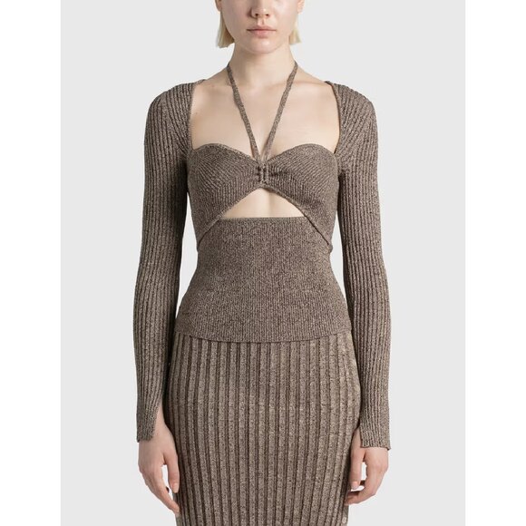 NWT Jonathan Simkhai Alexia Compact Rib Sweetheart Pullover - Picture 2 of 7